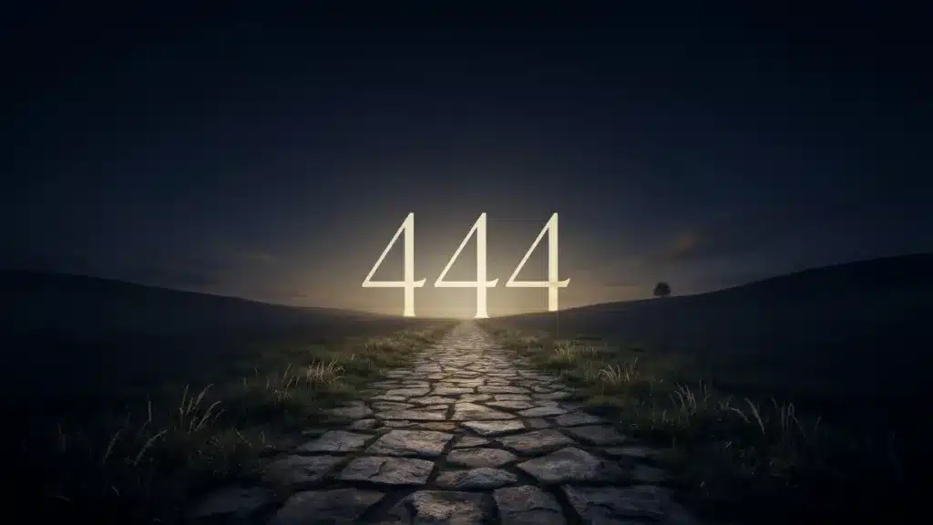 444 spiritual meaning symbolised by golden light and a stable stone foundation